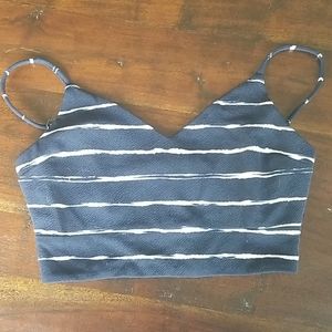 Navy with white stripe crop top